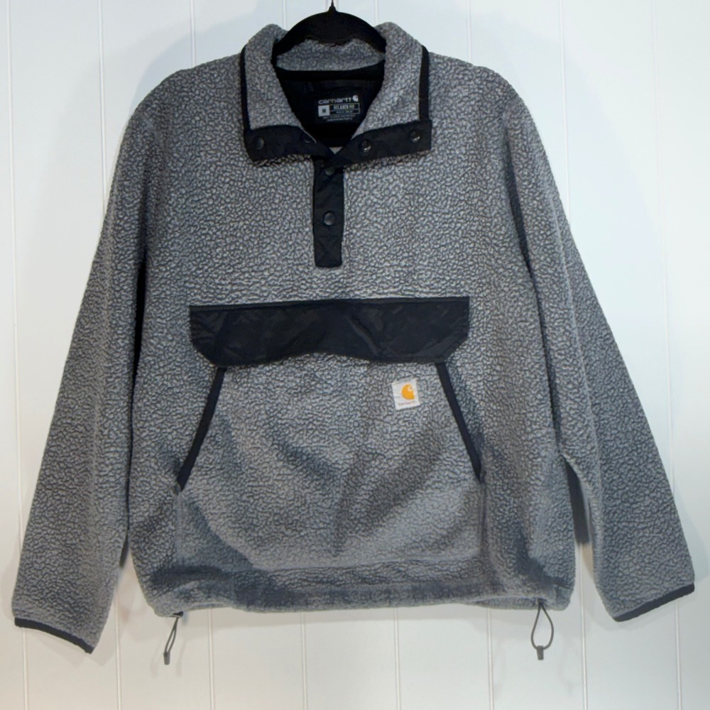 Carhartt Mens Relaxed Fit Sherpa Fleece Pullover Gray Black OJ4991-M Medium